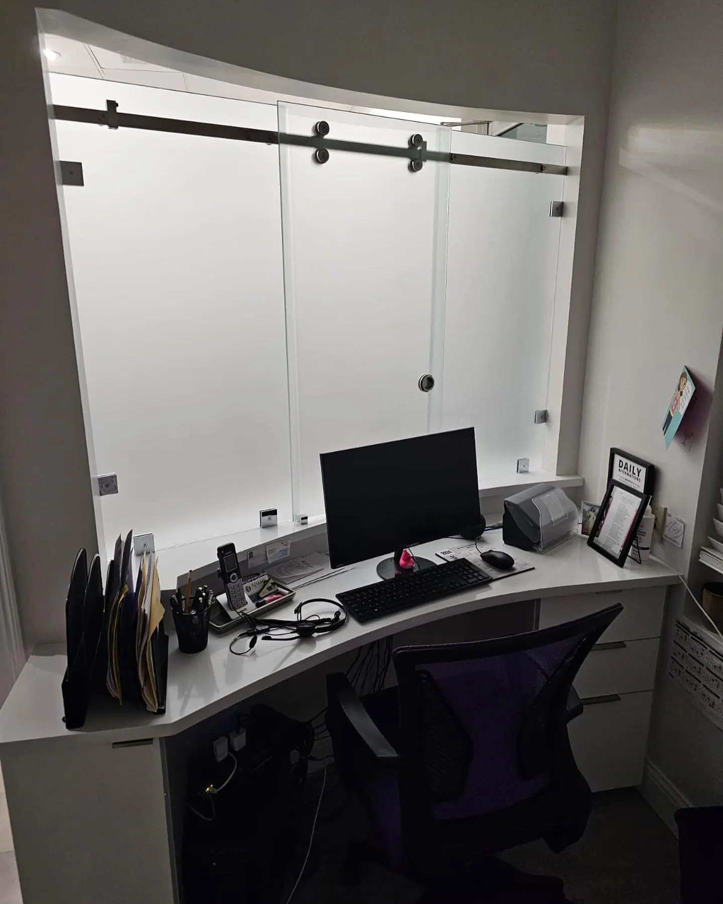 after office glass enclosure with chrome hardware in Southwest Florida