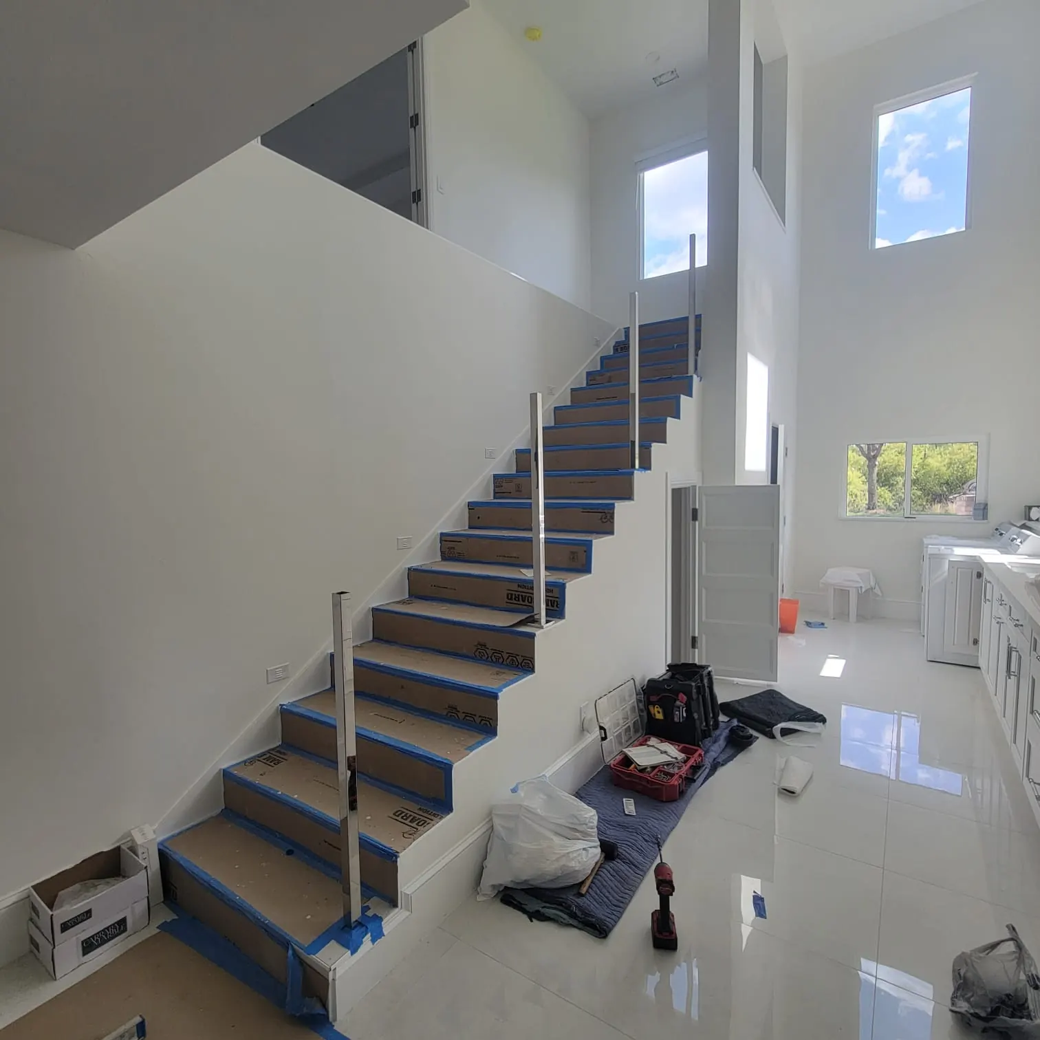 before ultra clear glass railing with chrome hardware in Southwest Florida