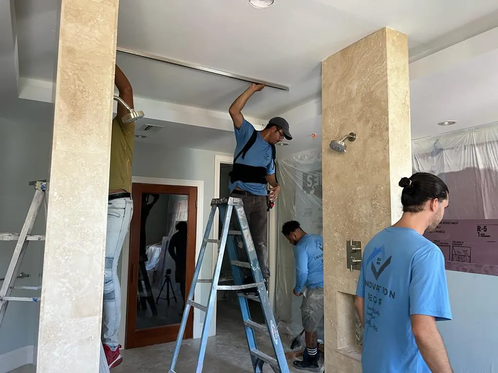 before frameless swing shower glass with chrome hardware in Southwest Florida