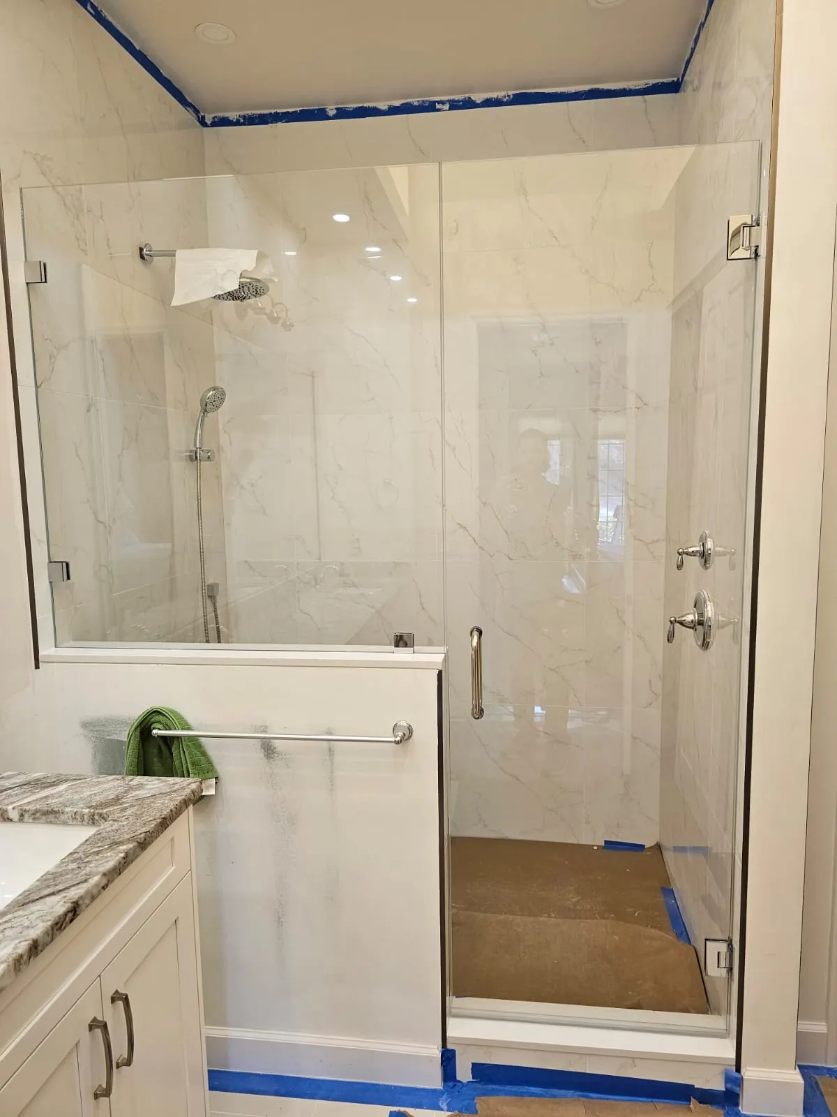 after frameless shower glass with chrome hardware in Southwest Florida